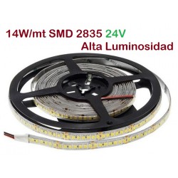 Tira LED 5 mts Flexible 24V 70W 840 Led SMD 2835 IP20 Blanco Cálido, Alta Luminosidad